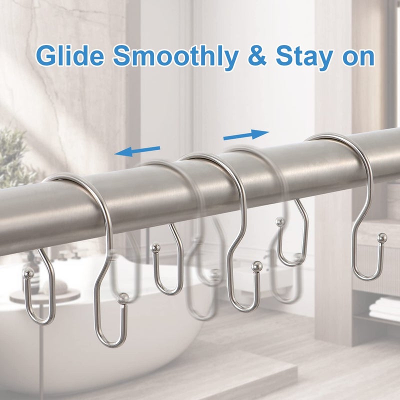 TENOVEL 24 Pack Double Shower Curtain Hooks Rings  TENOVEL Double Sided Shower Curtain Hooks Rust Proof for Shower Curtain  Stainless Steel Bathroom Shower Hangers Rings for Shower Rods  Brushed Nickel - Image 5